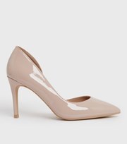 New Look Cream Patent Pointed Stiletto Heel Court Shoes